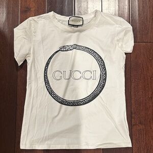White Tee with Black Snake Circle Logo